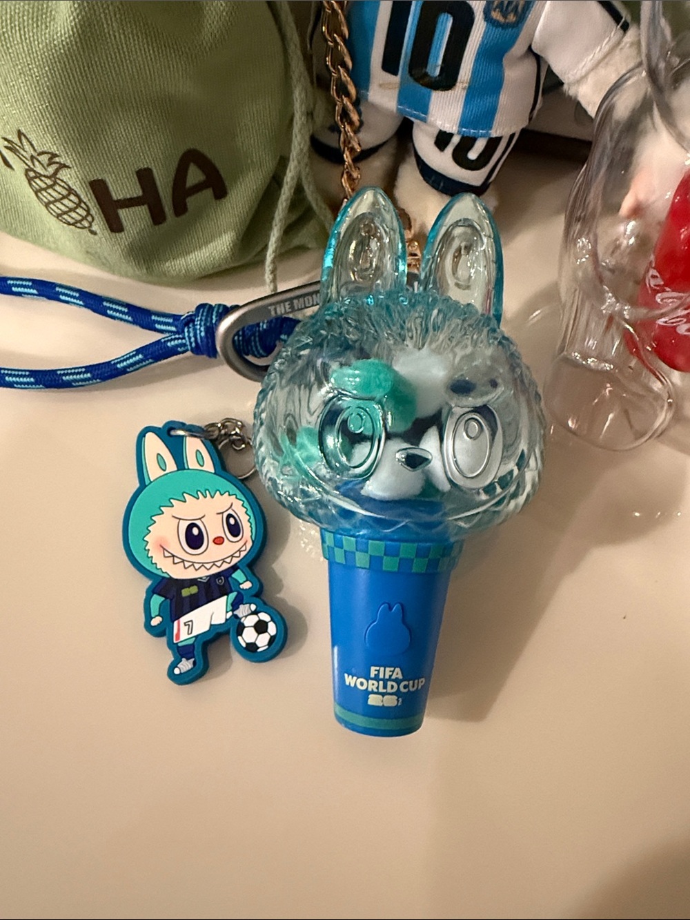 POPmart Labubu fifa LEDLight keyring